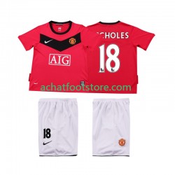 Maillot Manchester United SCHOLES 18 Rétro Domicile Tenue pour Enfant 2009 2010 Manche Courte