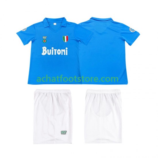 Maillot Naples Rétro Domicile Tenue pour Enfant 1987 1988 Manche Courte