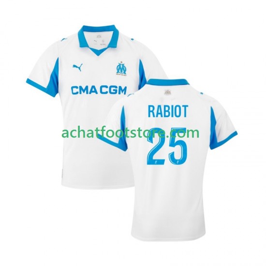 Maillot Olympique de Marseille Adrien Rabiot 25 Domicile Tenue pour Homme 2025-2026 Manche Courte