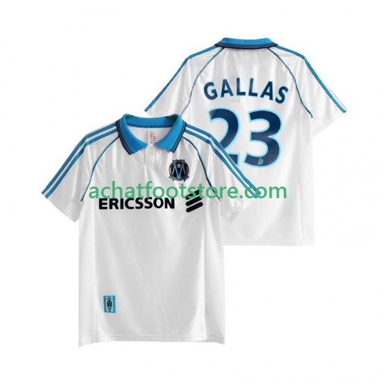 Maillot Olympique de Marseille Gallas 23 Rétro Domicile Tenue pour Homme 1988 2002 Manche Courte
