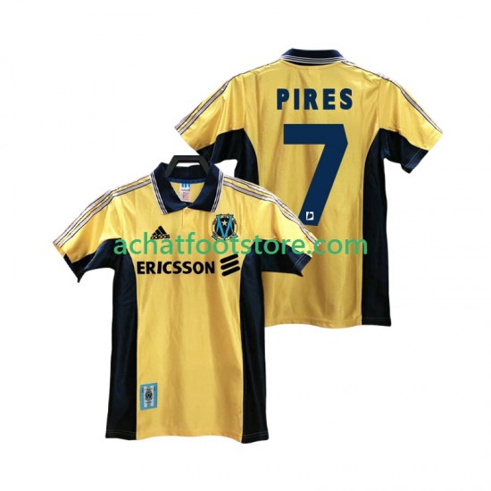 Maillot Olympique de Marseille PIRES 7 Rétro 3ème Tenue pour Homme 1988 2002 Manche Courte