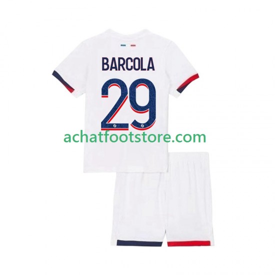 Maillot Paris Saint-Germain Bradley Barcola 29 Extérieur Tenue pour Enfant 2025-2026 Manche Courte