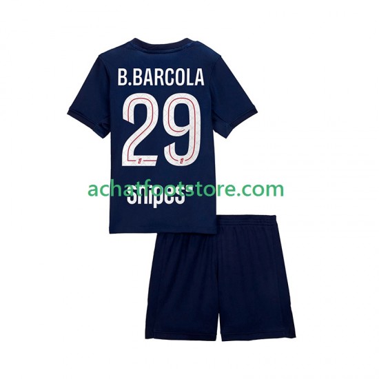 Maillot Paris Saint-Germain Bradley Barcola 29 Domicile Tenue pour Enfant 2025-2026 Manche Courte