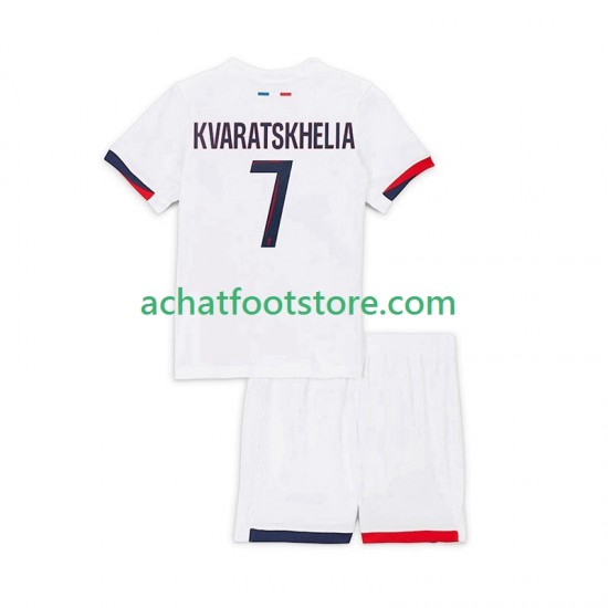 Maillot Paris Saint-Germain Khvicha Kvaratskhelia 7 Extérieur Tenue pour Enfant 2025-2026 Manche Courte
