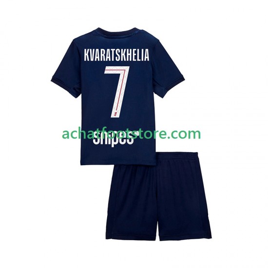Maillot Paris Saint-Germain Khvicha Kvaratskhelia 7 Domicile Tenue pour Enfant 2025-2026 Manche Courte