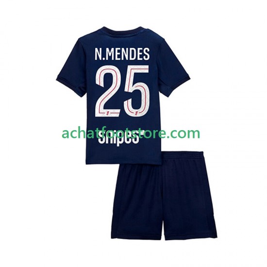 Maillot Paris Saint-Germain Nuno Mendes 25 Domicile Tenue pour Enfant 2025-2026 Manche Courte