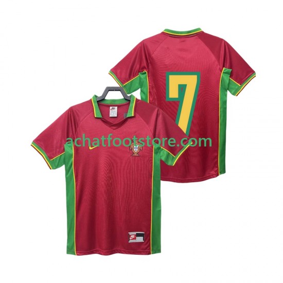 Maillot Portugal 7 Rétro Domicile Tenue pour Homme 1988 Manche Courte