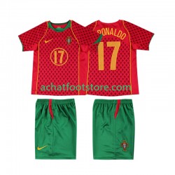 Maillot Portugal Cristiano Ronaldo 17 Rétro Domicile Tenue pour Enfant 1999 Manche Courte