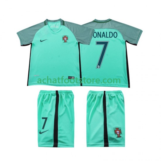 Maillot Portugal Cristiano Ronaldo 7 Rétro Extérieur Tenue pour Enfant 2016 Manche Courte
