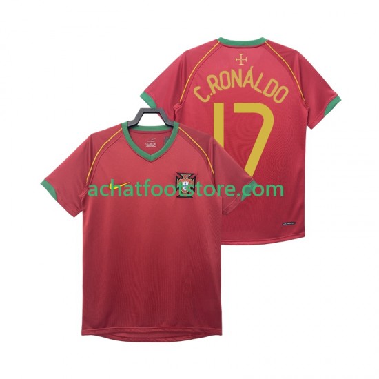 Maillot Portugal Crstiano Ronaldo 17 Rétro Domicile Tenue pour Homme 2006 Manche Courte