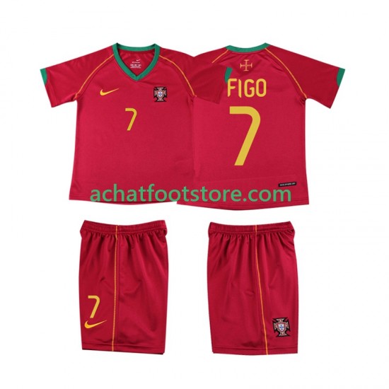 Maillot Portugal FIGO 7 Rétro Domicile Tenue pour Enfant 2006 Manche Courte