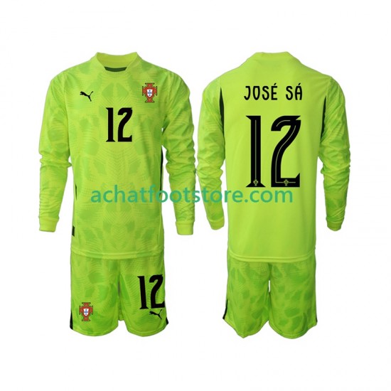Maillot Portugal Jose Sa 12 Gardien Domicile Tenue pour Enfant 2025 Manche Longue