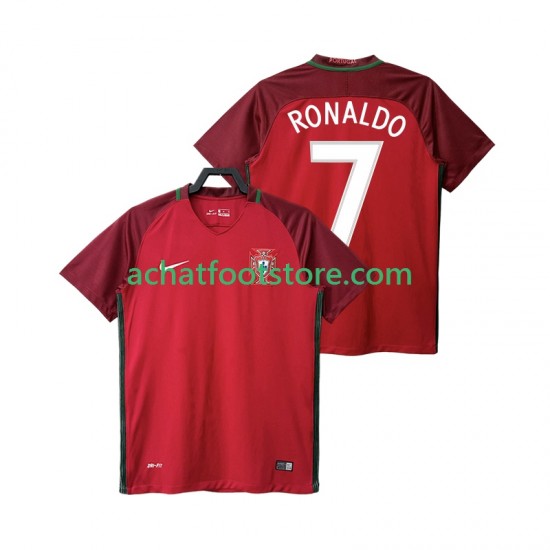 Maillot Portugal RONALDO 7 Rétro Domicile Tenue pour Homme 2016 Manche Courte