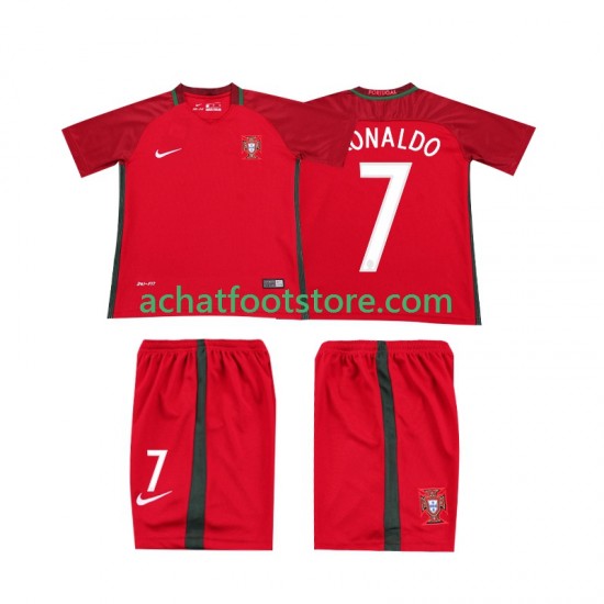 Maillot Portugal RONALDO 7 Rétro Domicile Tenue pour Enfant 2016 Manche Courte