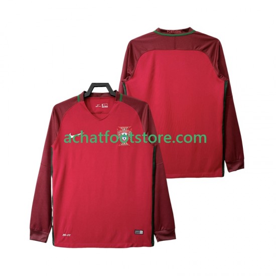 Maillot Portugal Rétro Domicile Tenue pour Homme 2016 Manche Longue