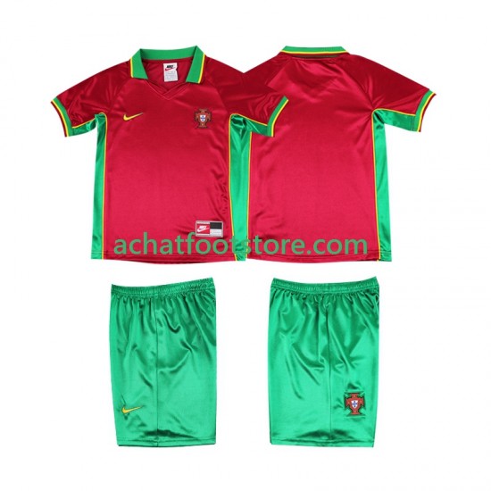 Maillot Portugal Rétro Domicile Tenue pour Enfant 1988 Manche Courte