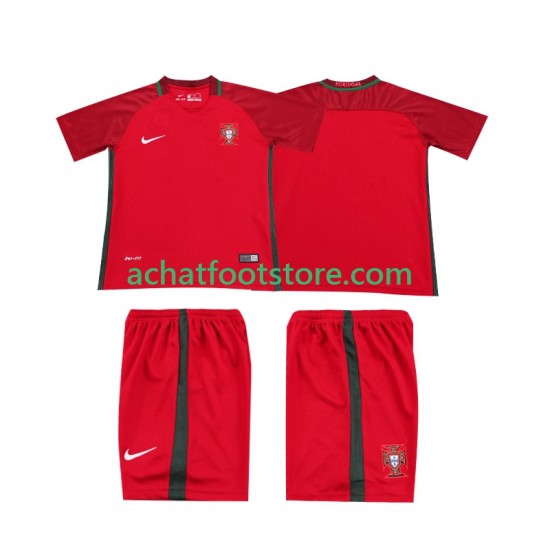 Maillot Portugal Rétro Domicile Tenue pour Enfant 2016 Manche Courte