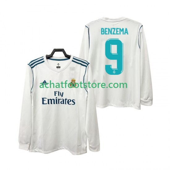 Maillot Real Madrid BENZEMA 9 Rétro Domicile Tenue pour Homme 2017 2018 Manche Longue