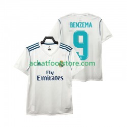 Maillot Real Madrid BENZEMA 9 Rétro Domicile Tenue pour Homme 2017 2018 Manche Courte