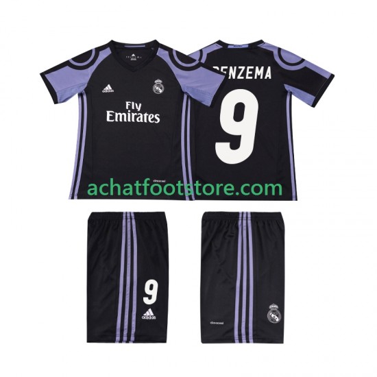 Maillot Real Madrid BENZEMA 9 Rétro 3ème Tenue pour Enfant 2016 2017 Manche Courte