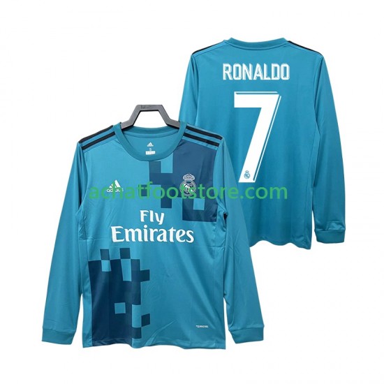 Maillot Real Madrid CRISTIANO RONALDO 7 Rétro 3ème Tenue pour Homme 2017 2018 Manche Longue