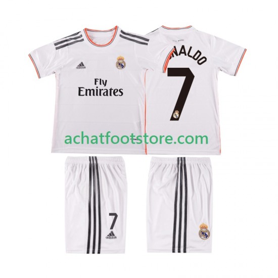 Maillot Real Madrid Cristiano Ronaldo 7 Rétro Domicile Tenue pour Enfant 2013 2014 Manche Courte