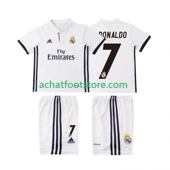 Maillot Real Madrid Cristiano Ronaldo 7 Rétro Domicile Tenue pour Enfant 2016 2017 Manche Courte