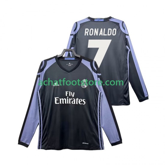 Maillot Real Madrid Cristiano Ronaldo 7 Rétro 3ème Tenue pour Homme 2016 2017 Manche Longue