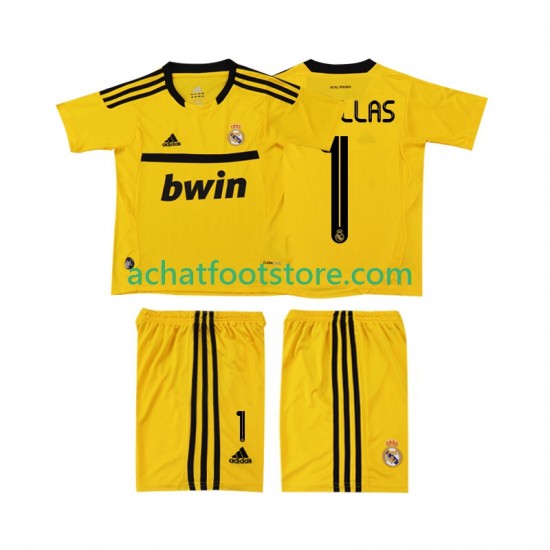 Maillot Real Madrid CASILLAS 1 Gardien Rétro Domicile Tenue pour Enfant 2011 2012 Manche Courte