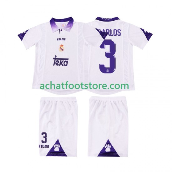 Maillot Real Madrid R CARLOS 3 Rétro Domicile Tenue pour Enfant 2004 1988 Manche Courte