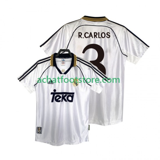 Maillot Real Madrid R.CARLOS 3 Rétro Domicile Tenue pour Homme 1988 2022 Manche Courte
