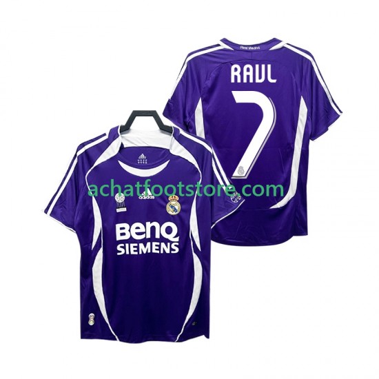 Maillot Real Madrid RAUL 7 Rétro Extérieur Tenue pour Homme 2006 2007 Manche Courte