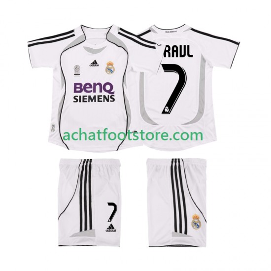 Maillot Real Madrid RAUL 7 Rétro Domicile Tenue pour Enfant 2006 2007 Manche Courte