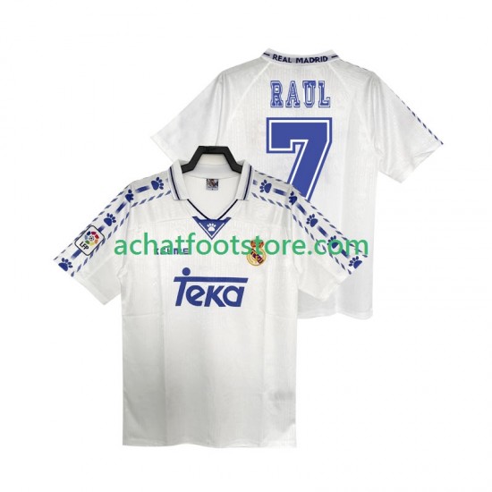 Maillot Real Madrid RAUL 7 Rétro Domicile Tenue pour Homme 1996 2004 Manche Courte