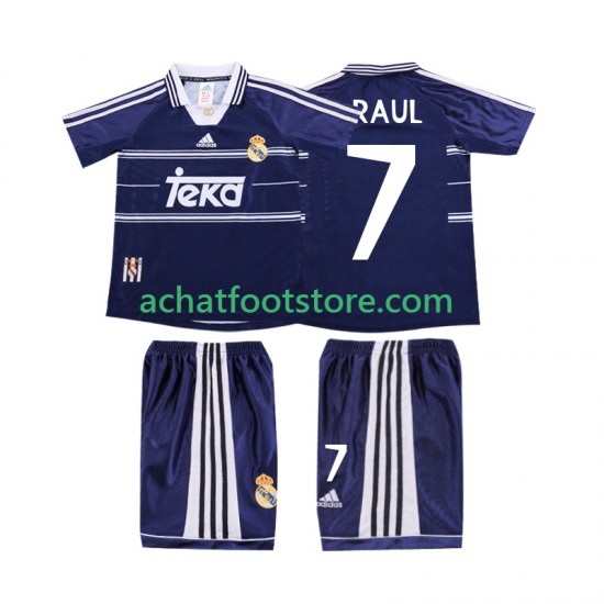 Maillot Real Madrid RAUL 7 Rétro Extérieur Tenue pour Enfant 1988 2002 Manche Courte