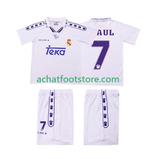 Maillot Real Madrid RAUL 7 Rétro Domicile Tenue pour Enfant 1994 1996 Manche Courte