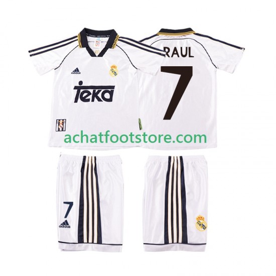 Maillot Real Madrid RAUL 7 Rétro Domicile Tenue pour Enfant 1988 2022 Manche Courte