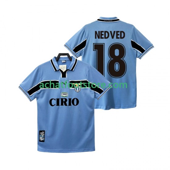 Maillot SS Lazio NEDVED 18 Rétro Domicile Tenue pour Homme 1988 2002 Manche Courte