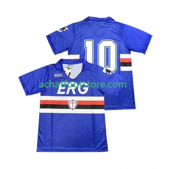 Maillot Sampdoria 10 Rétro Domicile Tenue pour Homme 1990 1991 Manche Courte
