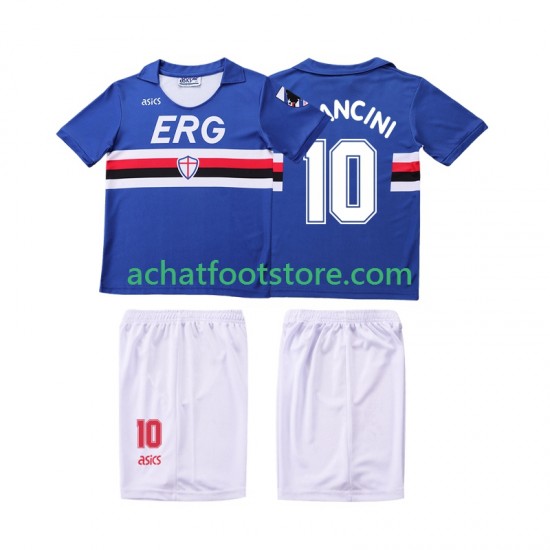 Maillot Sampdoria MANCINI 10 Rétro Domicile Tenue pour Enfant 1990 1991 Manche Courte