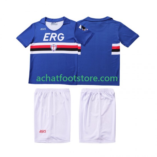 Maillot Sampdoria Rétro Domicile Tenue pour Enfant 1990 1991 Manche Courte