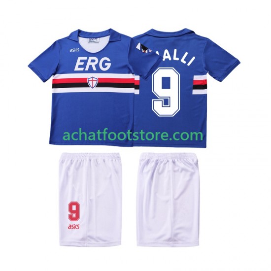 Maillot Sampdoria VIALLI 9 Rétro Domicile Tenue pour Enfant 1990 1991 Manche Courte