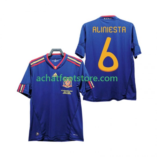 Maillot Espagne Andres Iniesta 6 Rétro Extérieur Tenue pour Homme 2010 Manche Courte