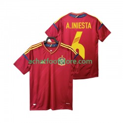 Maillot Espagne Andres Iniesta 6 Rétro Domicile Tenue pour Homme 2012 Manche Courte