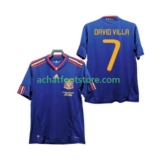 Maillot Espagne DAVID VILLA 7 Rétro Extérieur Tenue pour Homme 2010 Manche Courte