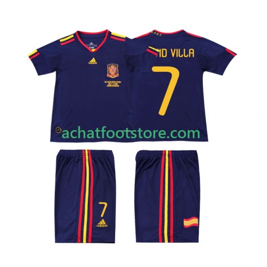 Maillot Espagne DAVID VILLA 7 Rétro Extérieur Tenue pour Enfant 2010 Manche Courte