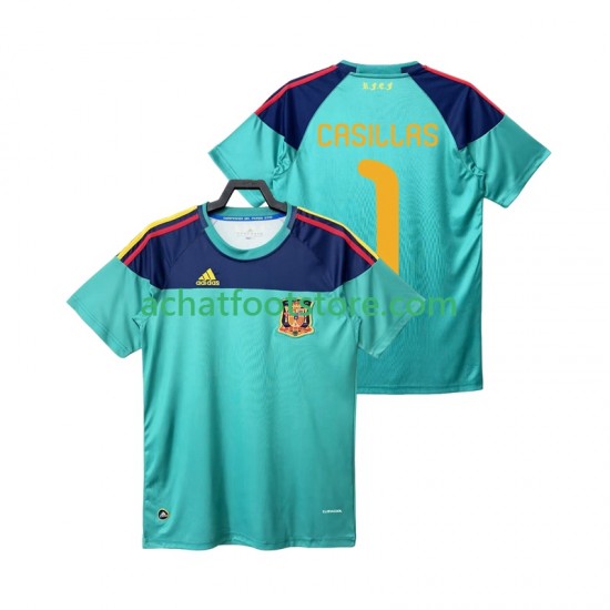 Maillot Espagne Casillas 1 Gardien Rétro Domicile Tenue pour Homme 2010 Manche Courte