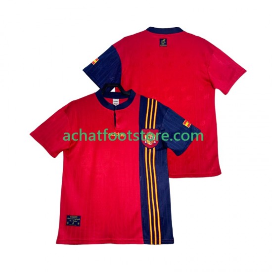 Maillot Espagne Rétro Domicile Tenue pour Homme 1996 Manche Courte