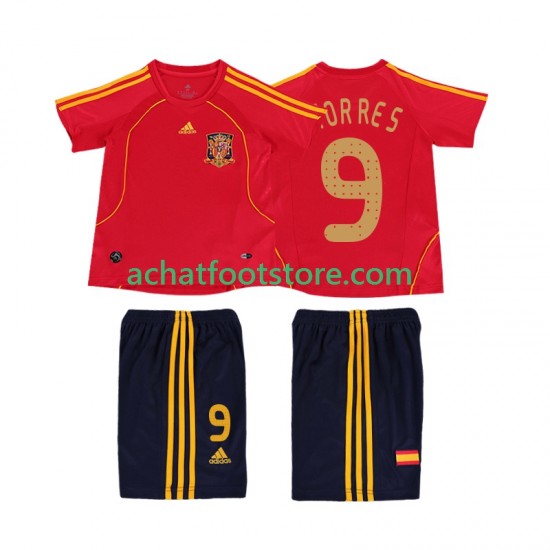 Maillot Espagne TORRES 9 Rétro Domicile Tenue pour Enfant 2008 Manche Courte