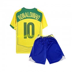 Maillot Brésil Ronaldiho 10 Rétro Domicile Tenue pour Enfant 1999 Manche Courte Maillot Brésil Ronaldiho 10 Rétro Domicile Tenue pour Enfant 1999 Manche Courte